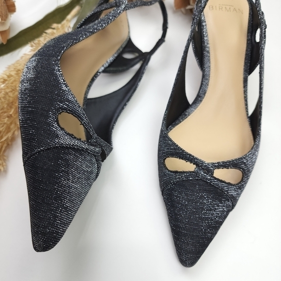 Alexandre Birman Black Silver Sparkle Slingback Heels Size 36.5 - Picture 8 of 15